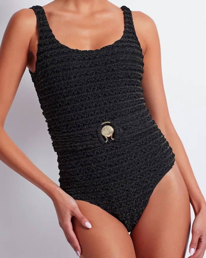 Women One Pieces PatBO Crinkle Lurex One Piece FINAL SALE Black