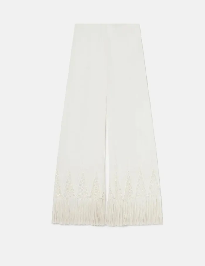 Women OpenKnit Fringe WideLeg Pants Cream Stella McCartney Pants And Shorts