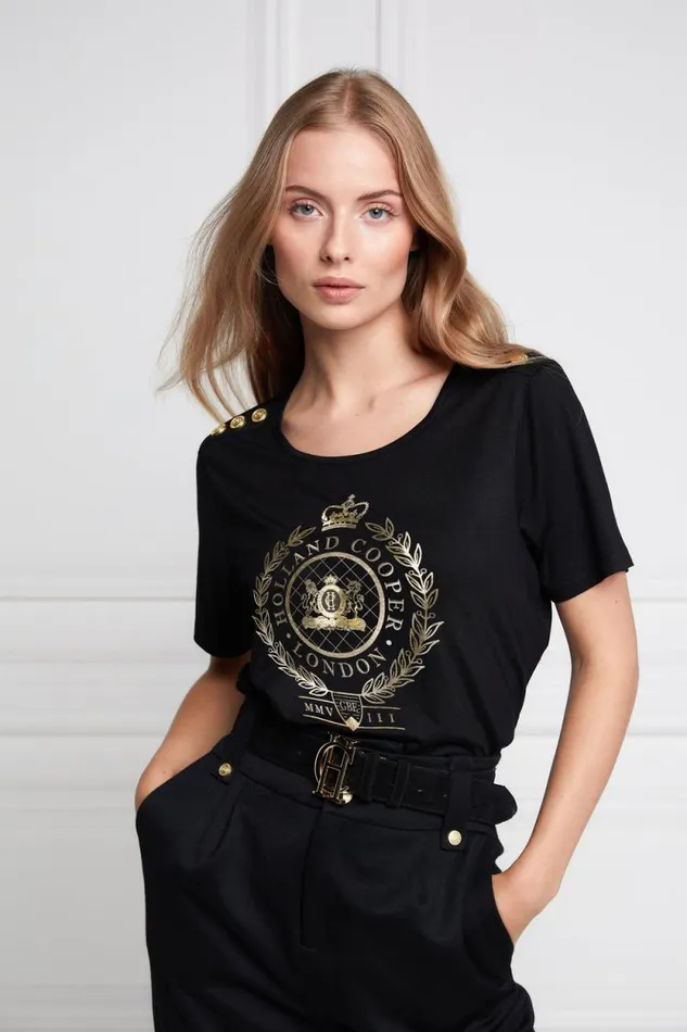 Women Ornate Crest Tee Black Holland Cooper Tees