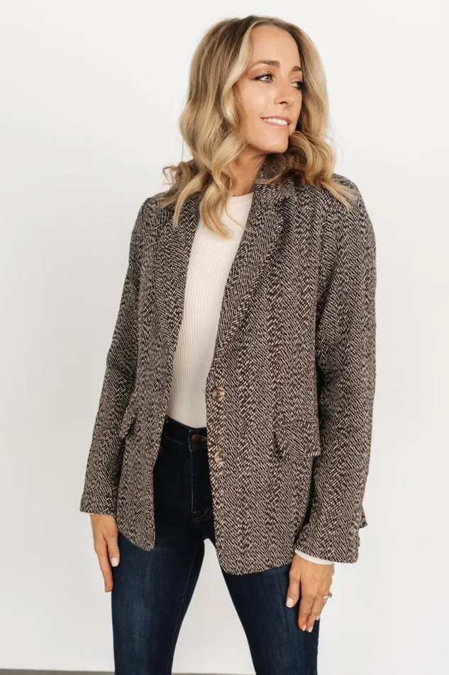 Women Owen Blazer Mocha Print Baltic Born Outerwear Women Owen Blazer Mocha Print Baltic Born Outerwear