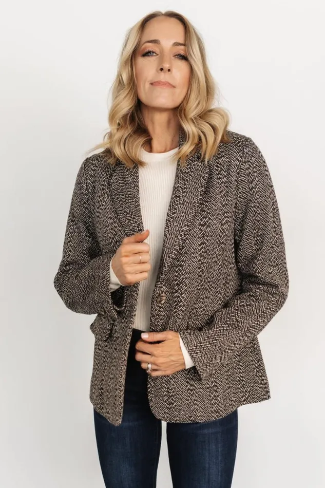 Women Owen Blazer Mocha Print Baltic Born Outerwear Women Owen Blazer Mocha Print Baltic Born Outerwear