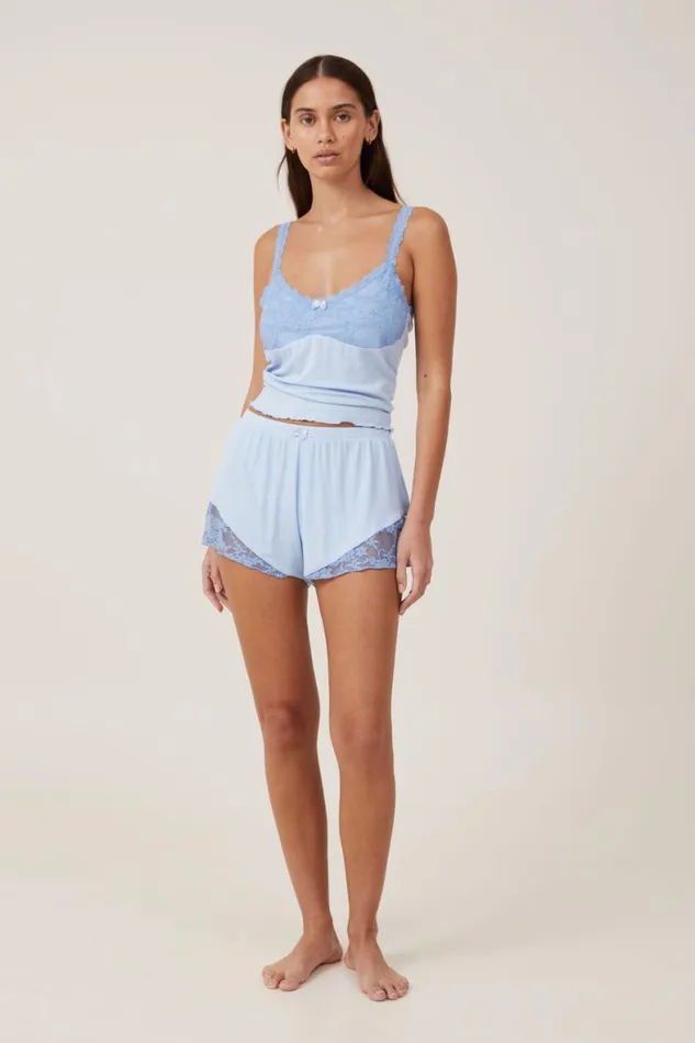 Women Pajamas Cotton On Lacey Rib Short Breeze Crush Ocean Spray