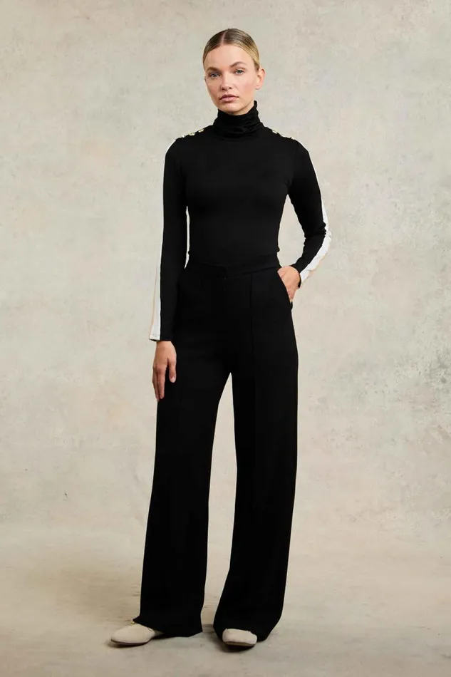 Women Panel Long Sleeve Roll Neck Black Camel Holland Cooper Tops Women Panel Long Sleeve Roll Neck Black Camel Holland Cooper Tops