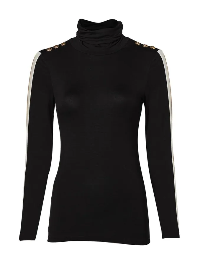 Women Panel Long Sleeve Roll Neck Black Camel Holland Cooper Tops Women Panel Long Sleeve Roll Neck Black Camel Holland Cooper Tops