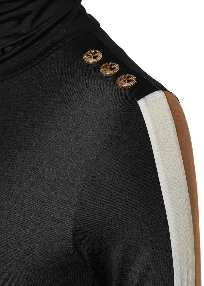 Women Panel Long Sleeve Roll Neck Black Camel Holland Cooper Tops Women Panel Long Sleeve Roll Neck Black Camel Holland Cooper Tops
