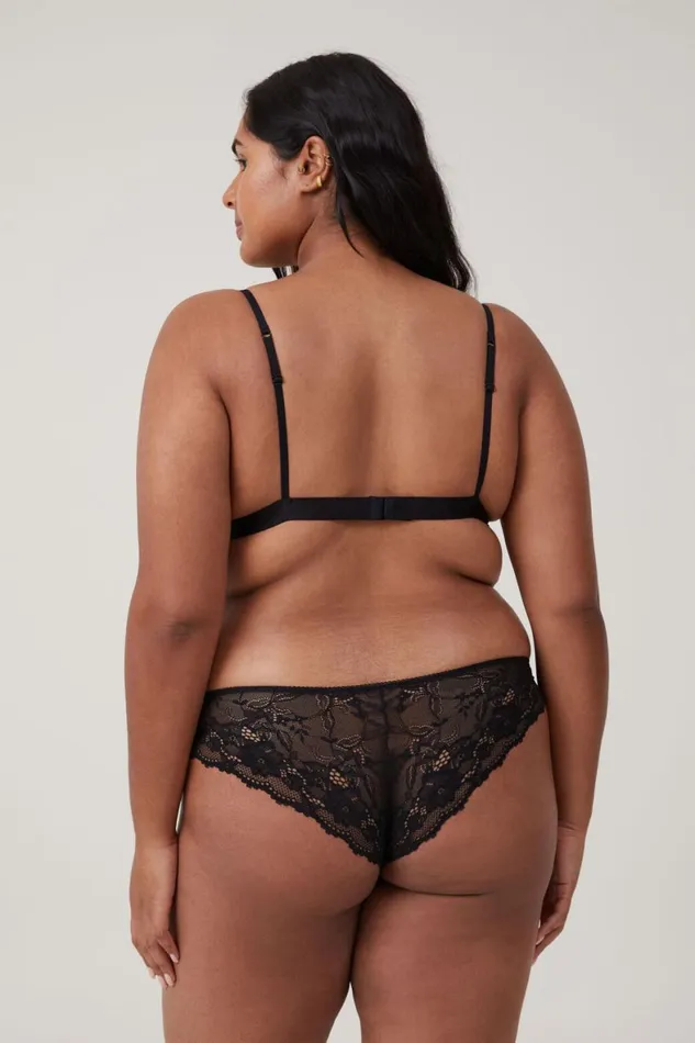 Women Panties Cotton On Everyday Lace Brasiliano Brief Black