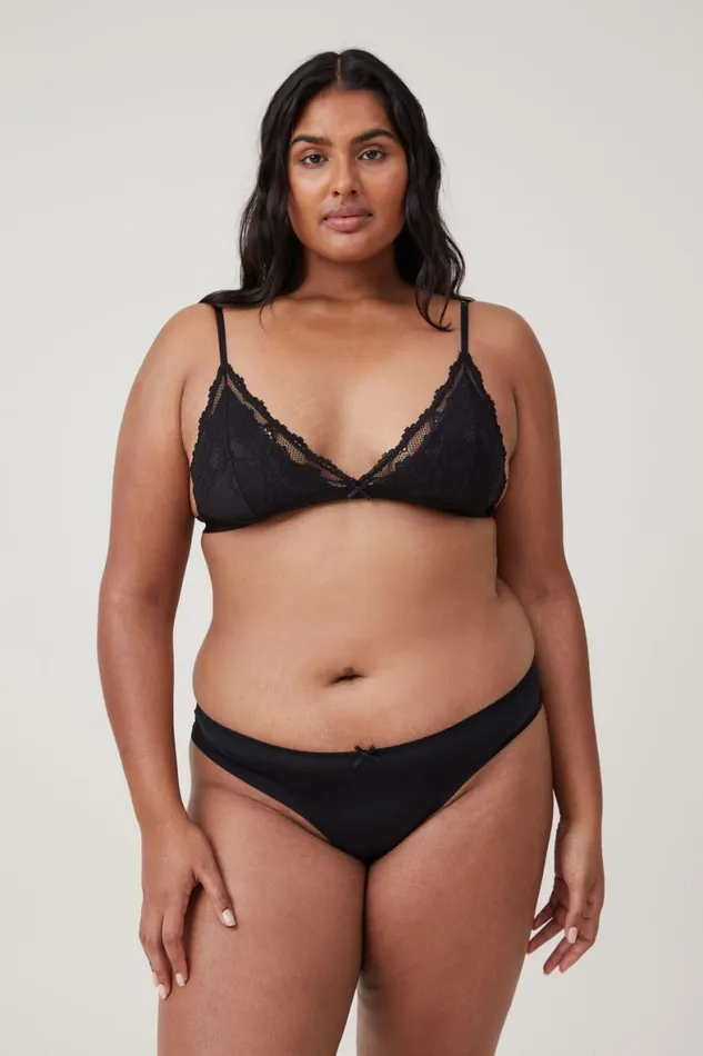 Women Panties Cotton On Everyday Lace Brasiliano Brief Black