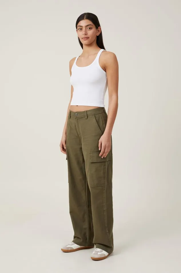 Women Pants Cotton On Bobbie Cargo Pant Soft Olive