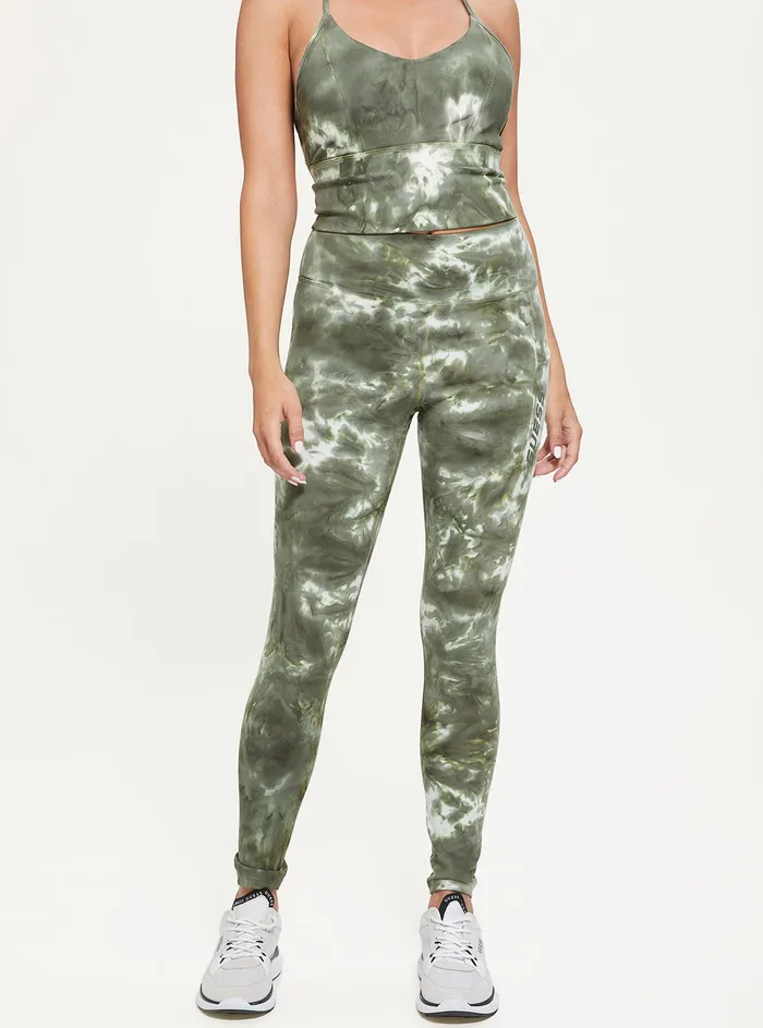 Women Pants GUESS Green Tie Dye Eudora Active Leggings