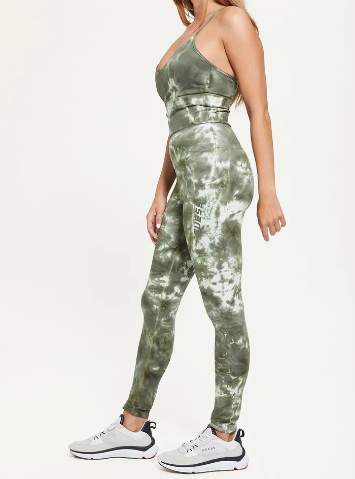 Women Pants GUESS Green Tie Dye Eudora Active Leggings Women Pants GUESS Green Tie Dye Eudora Active Leggings