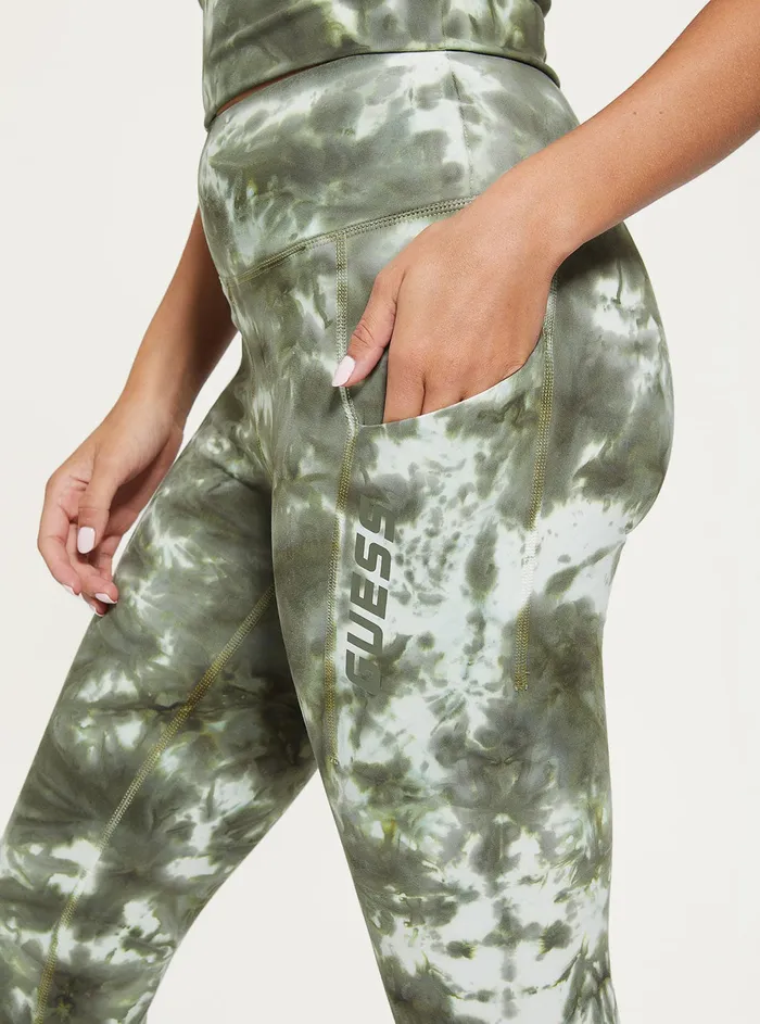 Women Pants GUESS Green Tie Dye Eudora Active Leggings Women Pants GUESS Green Tie Dye Eudora Active Leggings