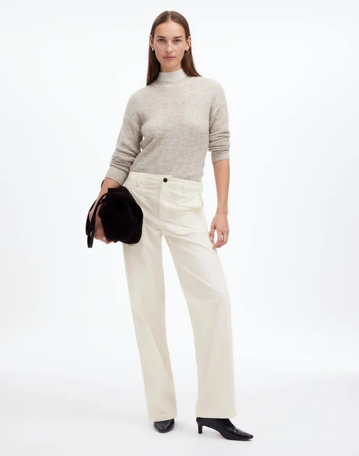 Women Pants Madewell LowSlung Baggy Utility Pants In Corduroy Winter White