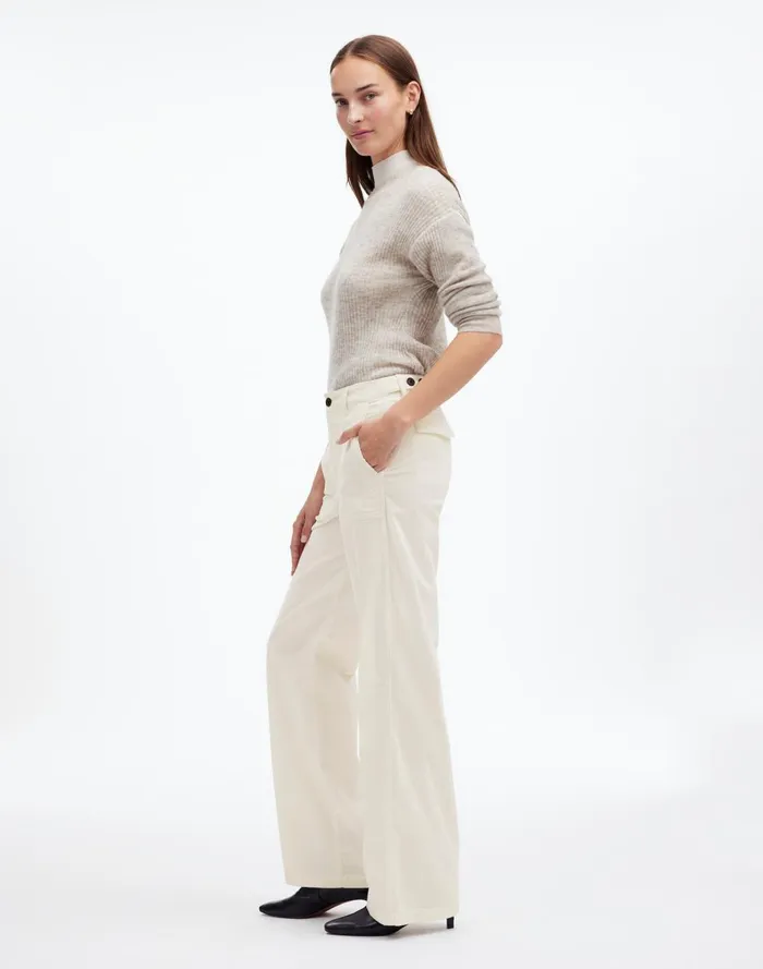 Women Pants Madewell LowSlung Baggy Utility Pants In Corduroy Winter White