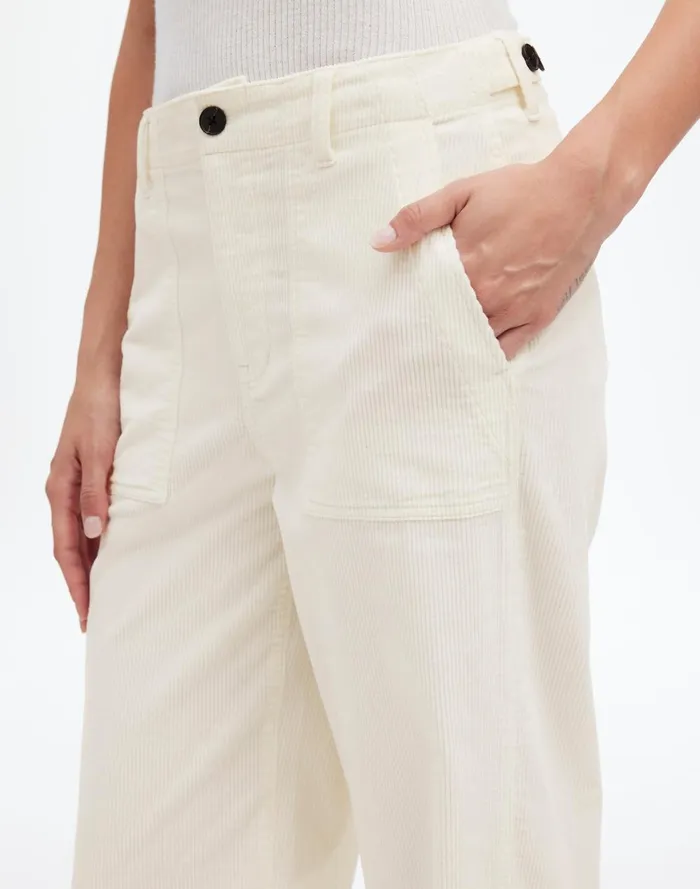 Women Pants Madewell LowSlung Baggy Utility Pants In Corduroy Winter White