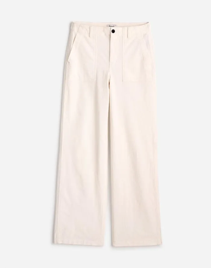 Women Pants Madewell LowSlung Baggy Utility Pants In Corduroy Winter White