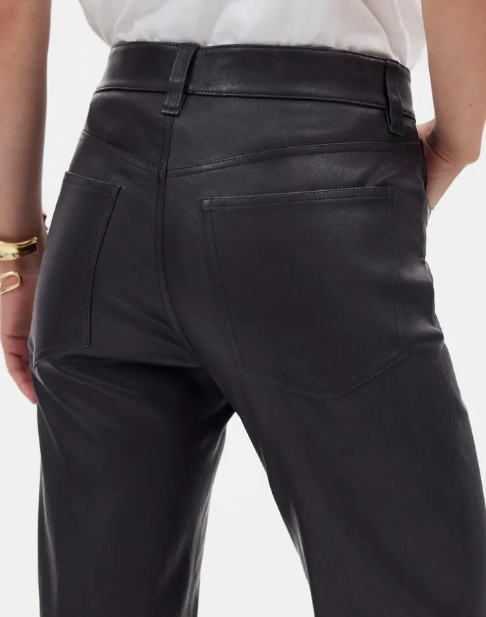 Women Pants Madewell The 03990s Straight MidRise Pant In Leather True Black