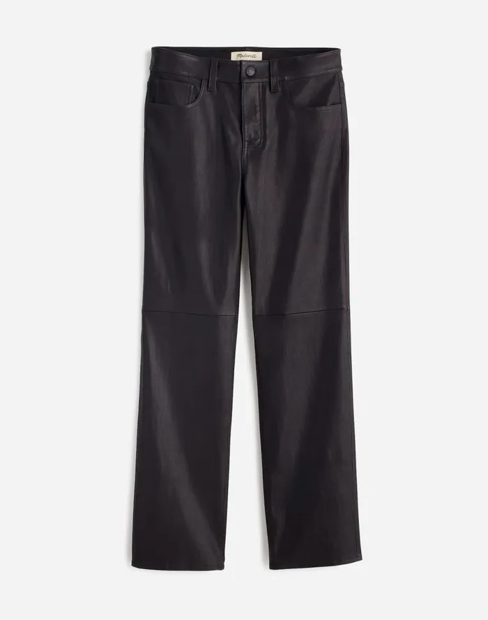 Women Pants Madewell The 03990s Straight MidRise Pant In Leather True Black