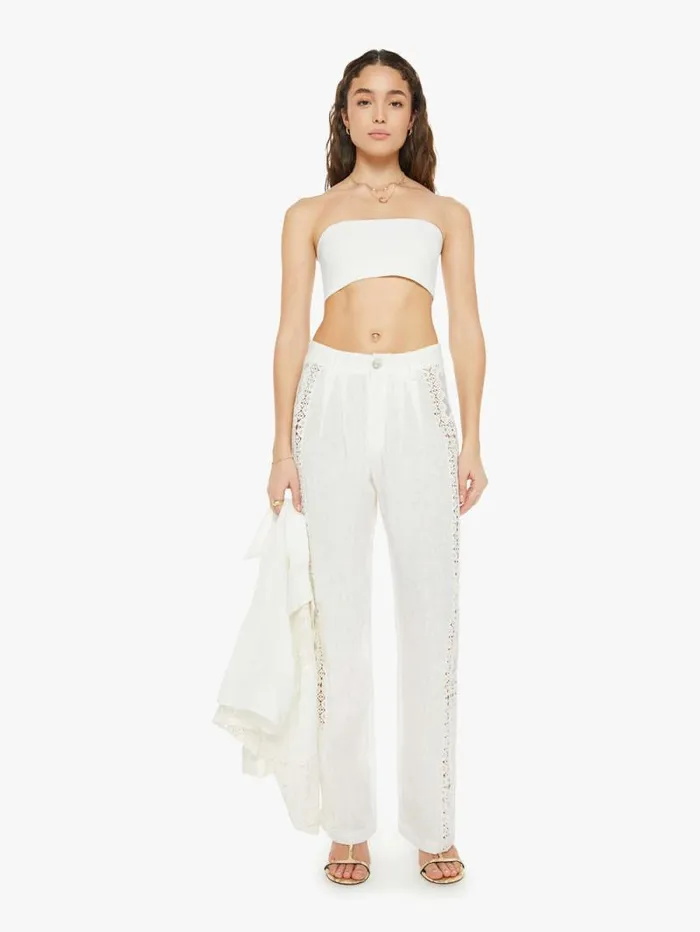 Women Pants Mother Denim Colette Picnic Eyelet Pant Ivory