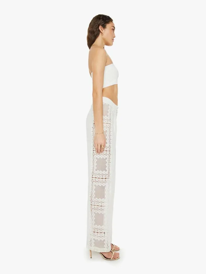 Women Pants Mother Denim Colette Picnic Eyelet Pant Ivory