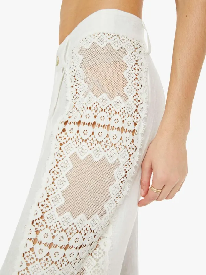 Women Pants Mother Denim Colette Picnic Eyelet Pant Ivory