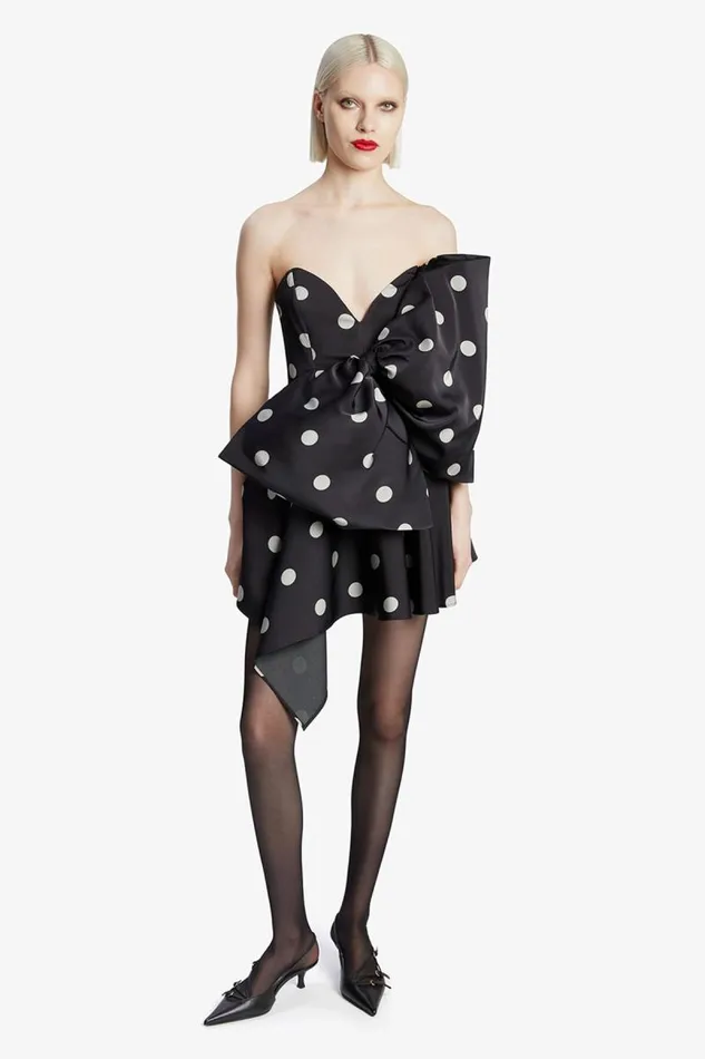 Women Party Dresses Bardot Brydie Bow Mini Dress In Black Spot Black Spot Women Party Dresses Bardot Brydie Bow Mini Dress In Black Spot Black Spot
