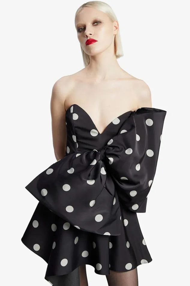 Women Party Dresses Bardot Brydie Bow Mini Dress In Black Spot Black Spot Women Party Dresses Bardot Brydie Bow Mini Dress In Black Spot Black Spot