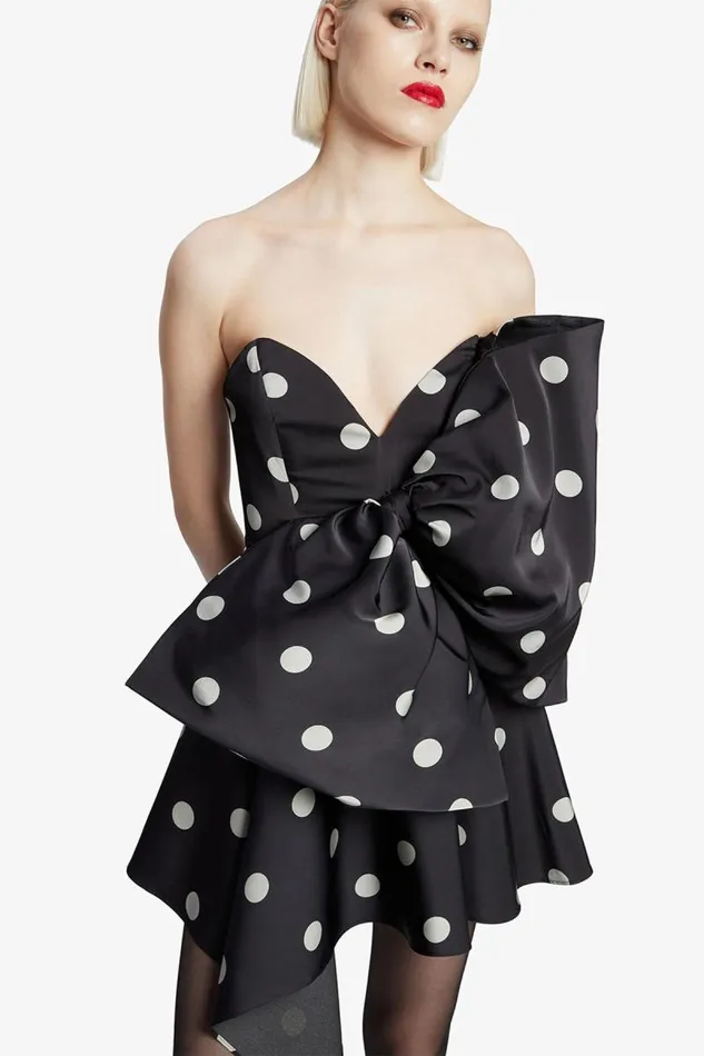 Women Party Dresses Bardot Brydie Bow Mini Dress In Black Spot Black Spot Women Party Dresses Bardot Brydie Bow Mini Dress In Black Spot Black Spot
