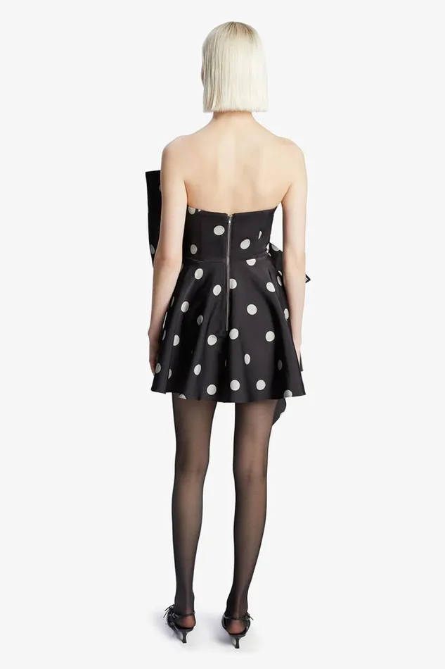Women Party Dresses Bardot Brydie Bow Mini Dress In Black Spot Black Spot Women Party Dresses Bardot Brydie Bow Mini Dress In Black Spot Black Spot