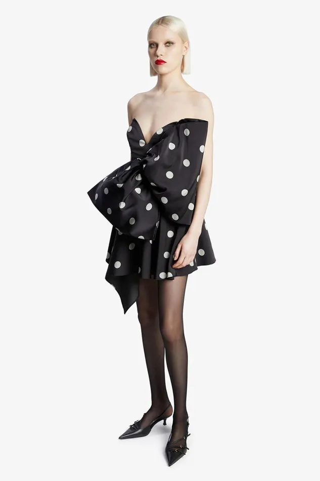 Women Party Dresses Bardot Brydie Bow Mini Dress In Black Spot Black Spot Women Party Dresses Bardot Brydie Bow Mini Dress In Black Spot Black Spot