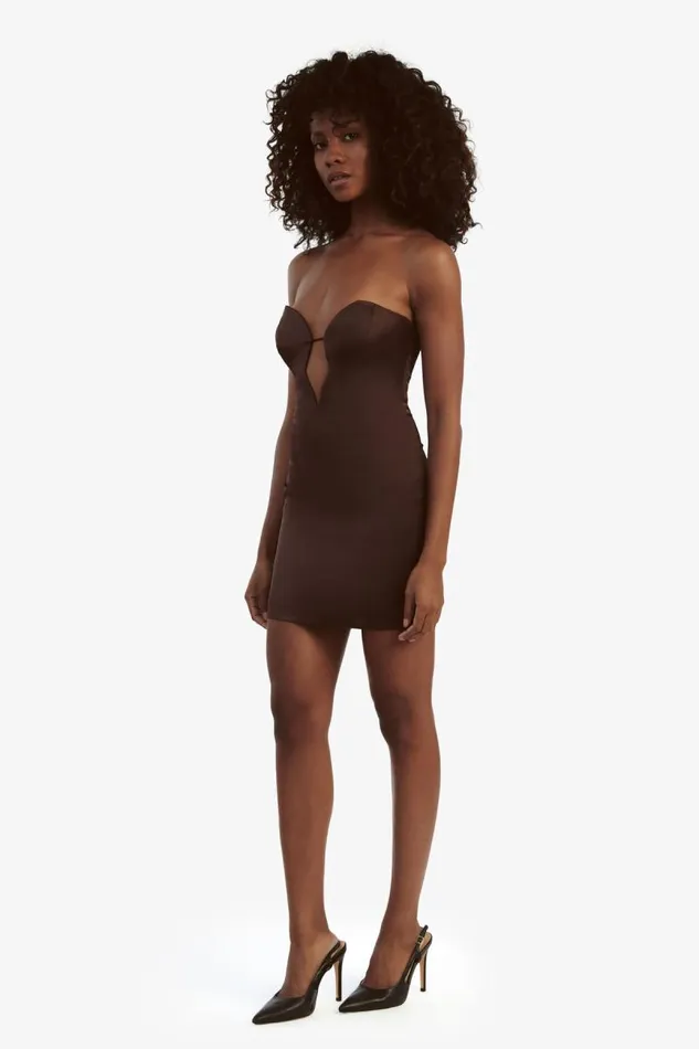 Women Party Dresses Bardot Eleni Satin Mini Dress In Chocolate Chocolate Women Party Dresses Bardot Eleni Satin Mini Dress In Chocolate Chocolate