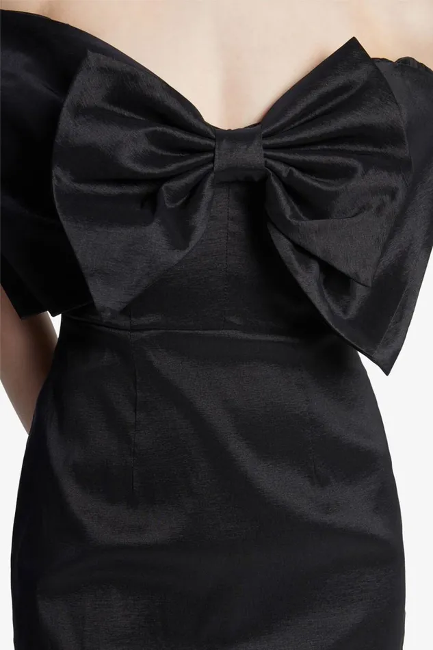 Women Party Dresses Bardot Mini Bow Dress In Black Black Women Party Dresses Bardot Mini Bow Dress In Black Black