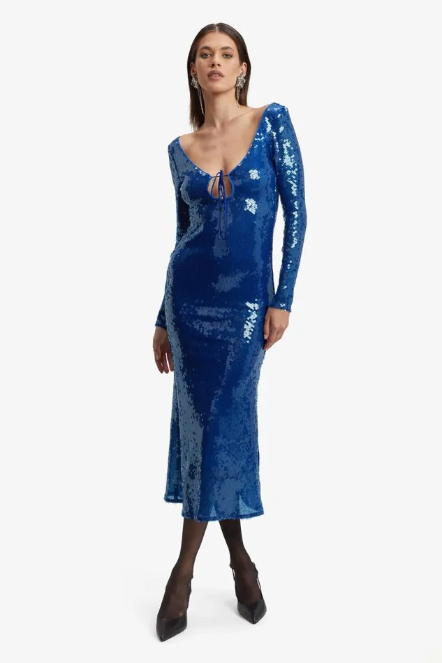 Women Party Dresses Bardot Verona Sequin Maxi Dress In Cobalt Cobalt Women Party Dresses Bardot Verona Sequin Maxi Dress In Cobalt Cobalt