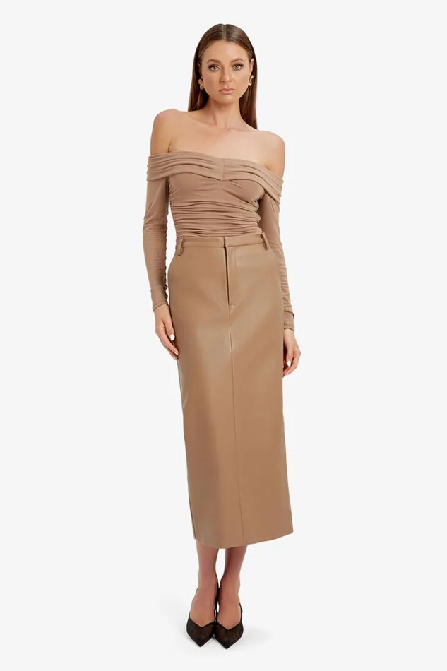 Women Party Tops Bardot Elsa Off The Shoudler Top In Taupe Taupe Women Party Tops Bardot Elsa Off The Shoudler Top In Taupe Taupe