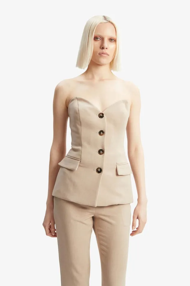 Women Party Tops Bardot Kylian Button Front Top In Tan Tan Women Party Tops Bardot Kylian Button Front Top In Tan Tan