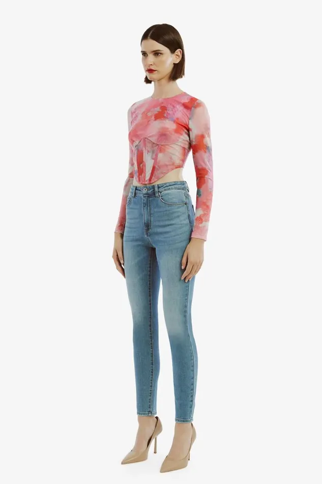 Women Party Tops Bardot Lena Mesh Corset Top In Wildflower Wildflower Women Party Tops Bardot Lena Mesh Corset Top In Wildflower Wildflower