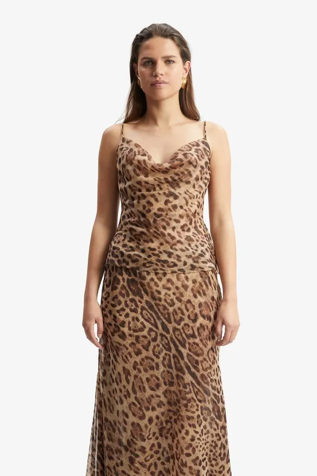 Women Party Tops Bardot Monroe Cowl Neck Cami In Brown Leopard Brown Leopard Women Party Tops Bardot Monroe Cowl Neck Cami In Brown Leopard Brown Leopard