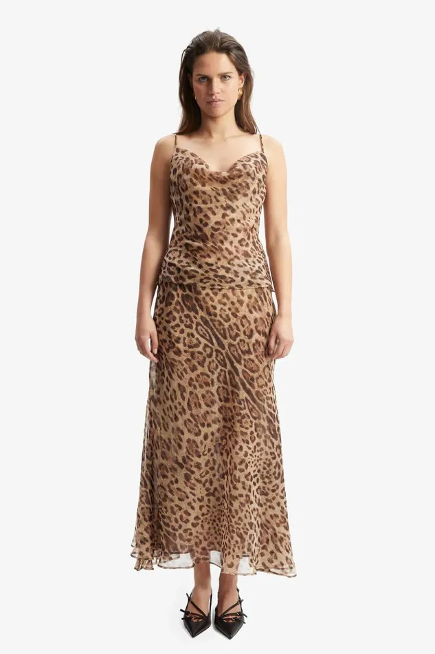 Women Party Tops Bardot Monroe Cowl Neck Cami In Brown Leopard Brown Leopard Women Party Tops Bardot Monroe Cowl Neck Cami In Brown Leopard Brown Leopard