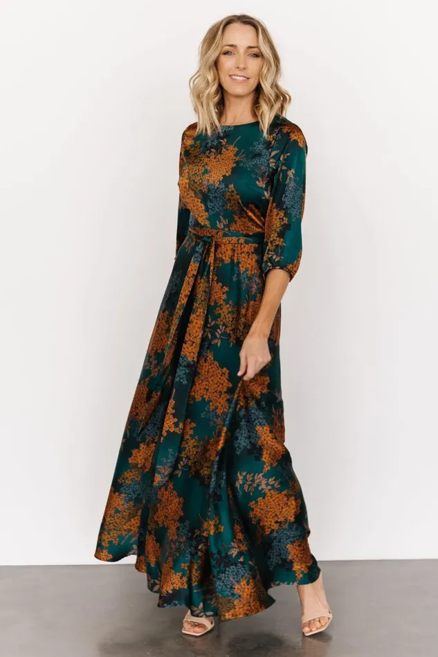 Women Paula Satin Maxi Dress Jade Multi Baltic Born Maxi Dresses