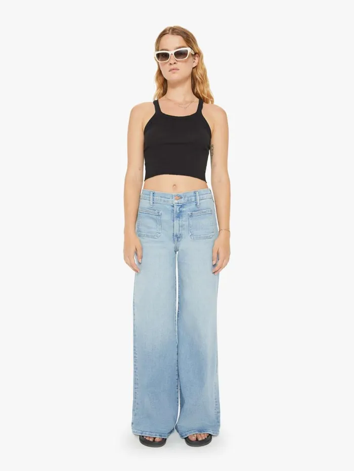 Women Petites Mother Denim PETITES The Lil039 Patch Pocket Undercover Sneak Blue lightpastel