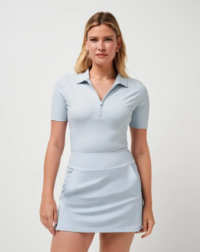 Women Polos TravisMathew PRIVATE LESSON POLO Heather Baby Blue Women Polos TravisMathew PRIVATE LESSON POLO Heather Baby Blue