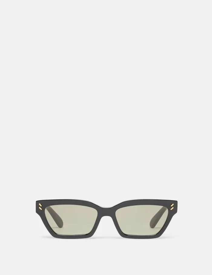 Women Rectangular CatEye Sunglasses Shiny Black Stella McCartney Sunglasses