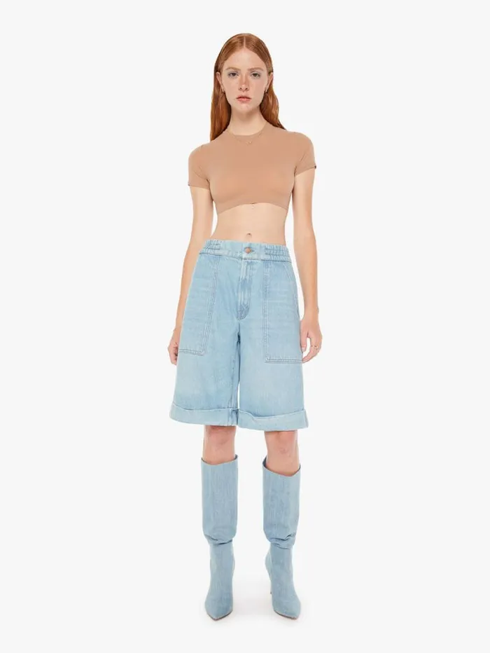Women Relaxed Mother Denim SNACKS The Tasty Utility Short Cuff Blue lightpastel