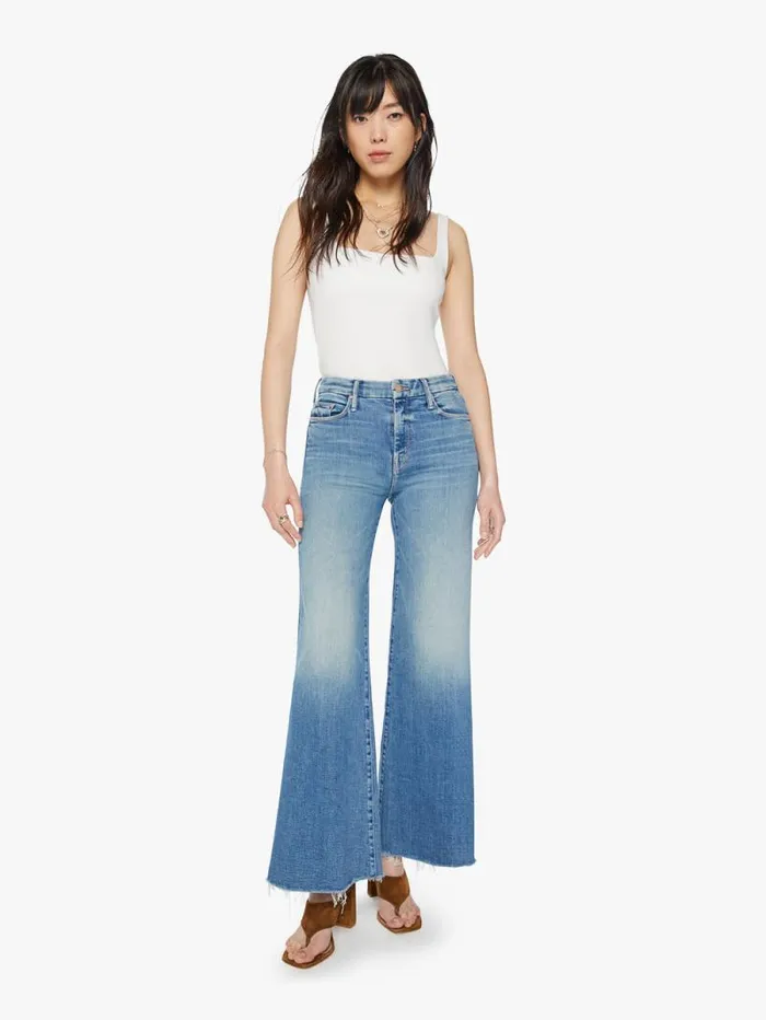 Women Relaxed Mother Denim The Roller Fray Medium Blue