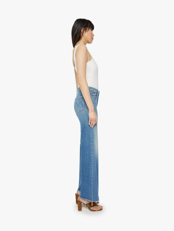 Women Relaxed Mother Denim The Roller Fray Medium Blue