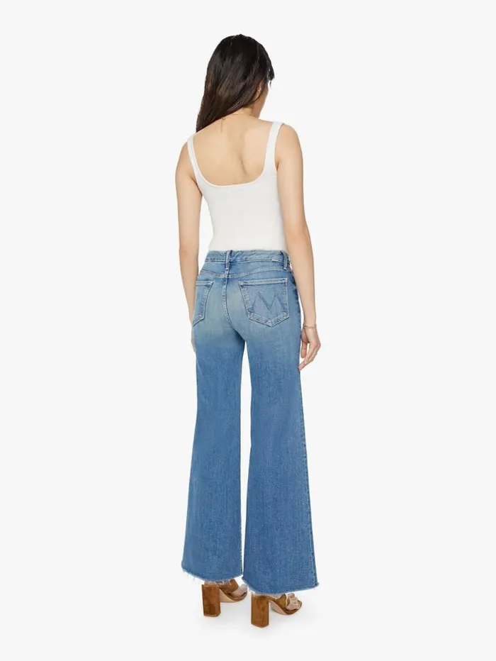 Women Relaxed Mother Denim The Roller Fray Medium Blue