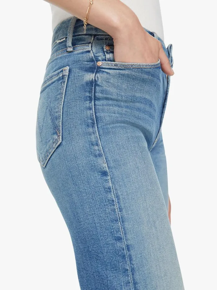 Women Relaxed Mother Denim The Roller Fray Medium Blue