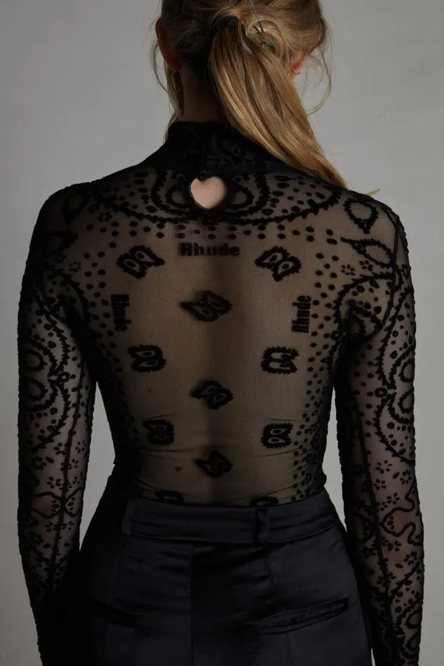 Women Rhude Tops BANDANA BODYSUIT Black