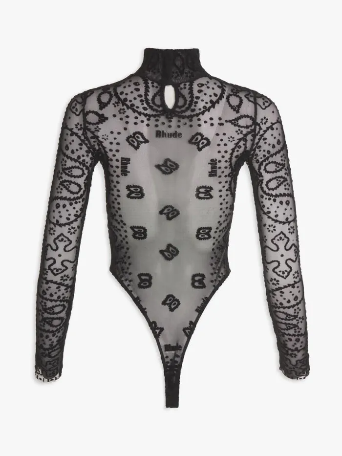 Women Rhude Tops BANDANA BODYSUIT Black