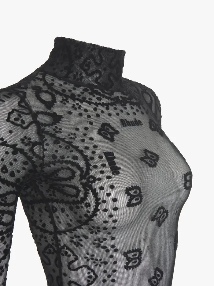 Women Rhude Tops BANDANA BODYSUIT Black