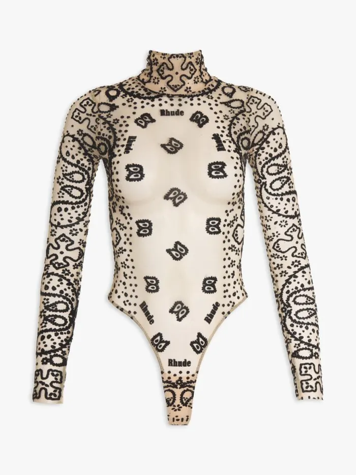 Women Rhude Tops BANDANA BODYSUIT Black
